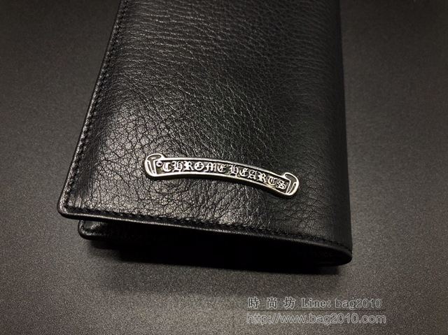 chrome hearts包 克羅心童軍花 內外全皮 925純銀 黑色護照夾  gjc1946
